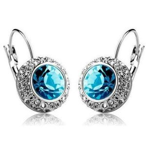 Earrings - Bejeweled Aqua Gem and Rhinestone